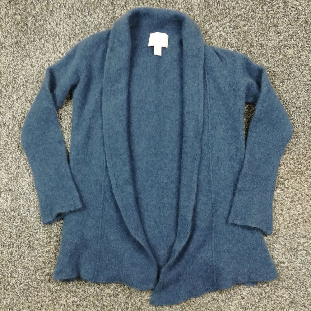 Cynthia Rowley Sweater 2 Ply Cashmere  Open Front Cardigan Blue Womens Medium